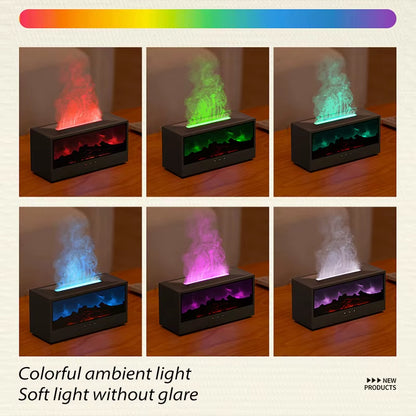 Simulated Fireplace Aroma Diffuser 150Ml Essential Oil Diffuser Air Humidifier W/ Remote & Colorful Light for Home Creative Gift